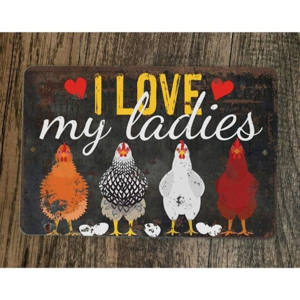 I Love My Ladies Hens Chickens‎ Animal 8x12 Metal Wall Sign Poster
